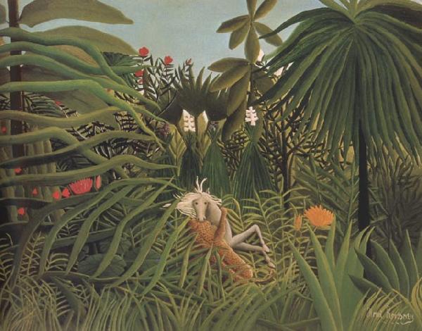 Henri Rousseau Fight Between a Jaguar and a Horse oil painting image